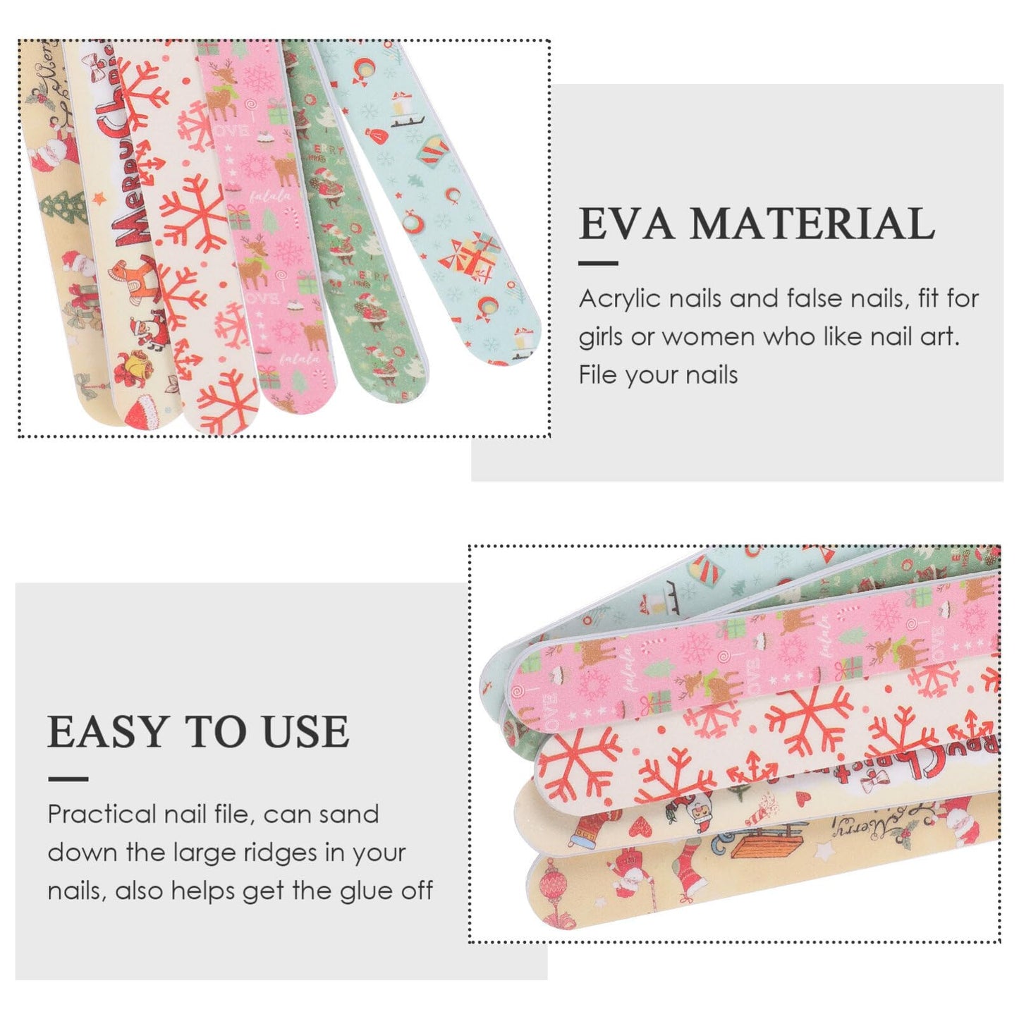 Beaupretty 24pcs Christmas Nail Files EVA Nail Shiners Double Sided Emery Board Nail Sanding File Nail Shine Buffer Polisher Nail Art Manicure Tools