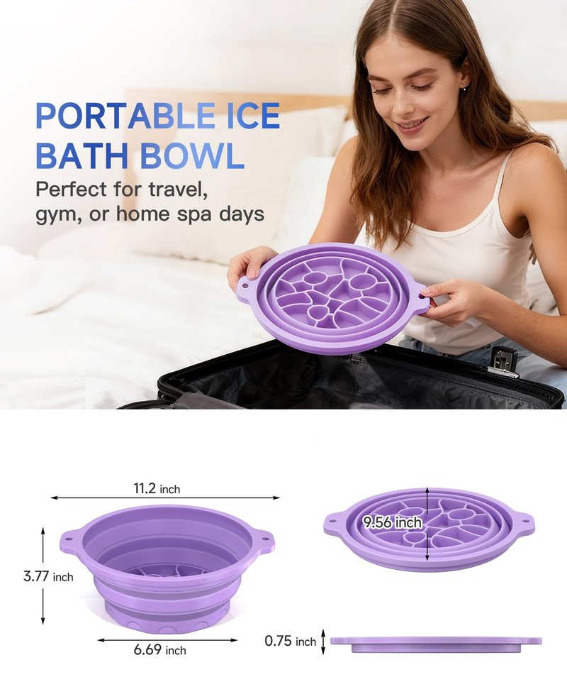 Face Ice Bath Bowl with Built-in Ice Tray, Collapsible Silicone Face Ice Plunge Bowl, Cold Therapy for Skin Tightening, Puffiness Reduction & Acne Relief - Ideal for Home & Travel
