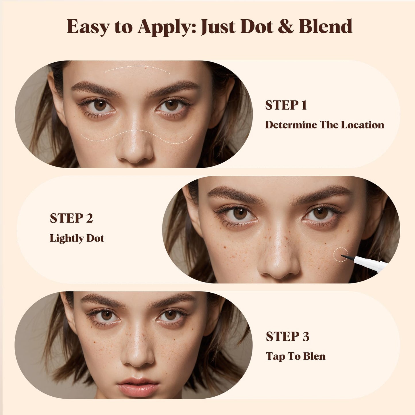 Freckle Pen 4 PCS Set – 4 Colors (Light Brown, Natural Coffee, Chestnut, Dark Brown) for Natural Looking Fake Freckles – Waterproof, Long Lasting Faux Freckles Makeup Tool