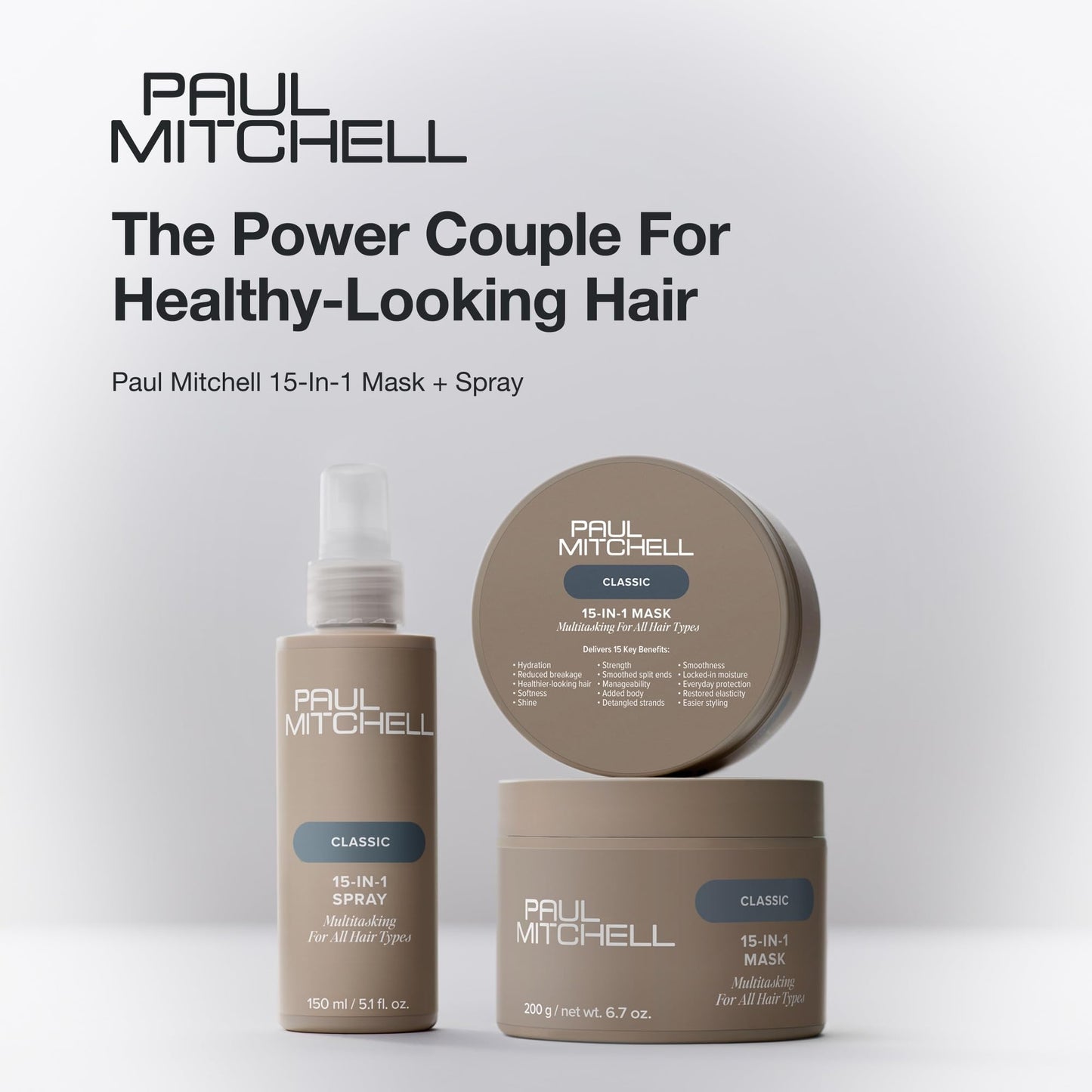 Paul Mitchell 15-In-1 Mask, Multitasking Hair Mask For All Hair Types, 6.7 oz