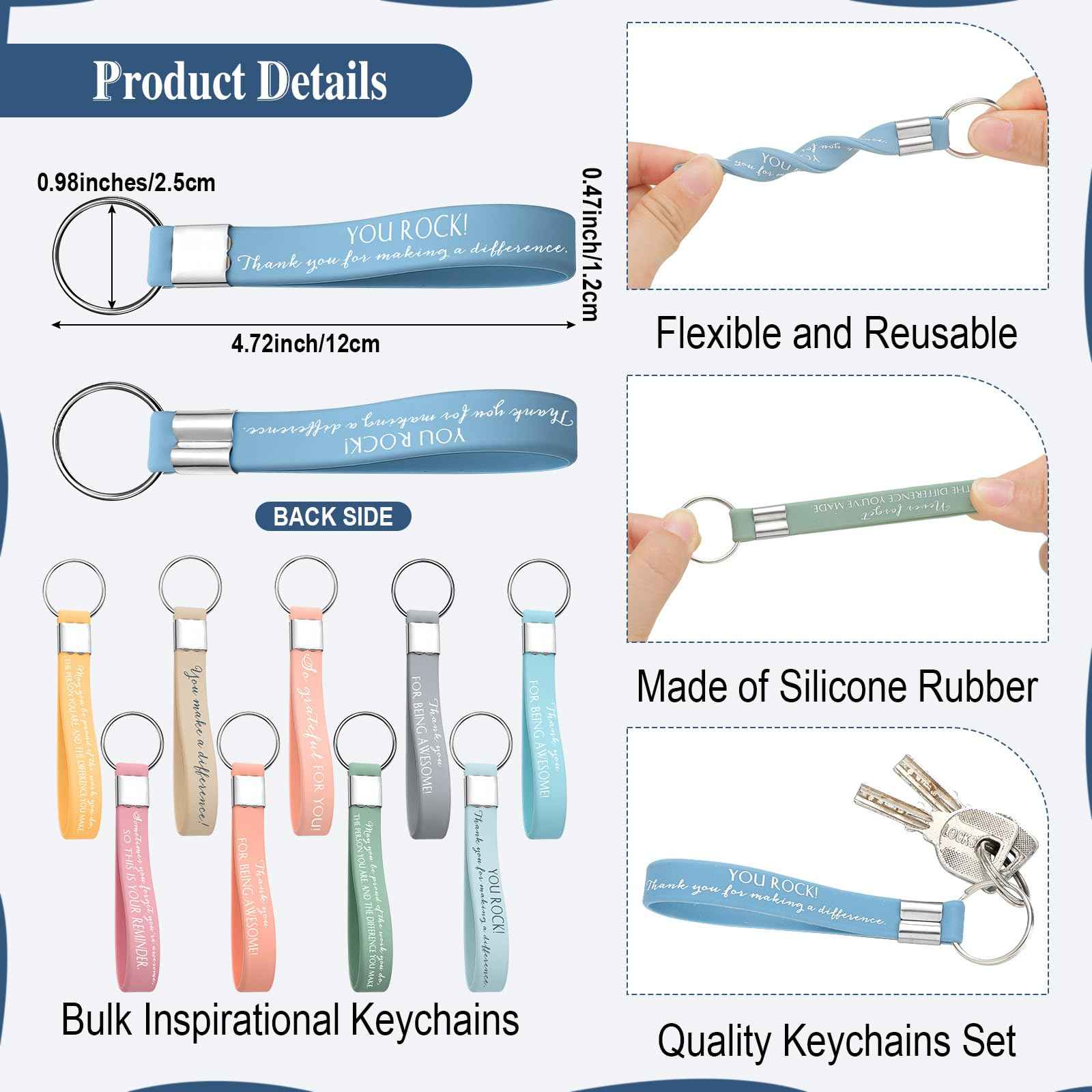 Hillban 60 Pcs Rainbow Canvas Makeup Bags Bulk Christmas Rbt Teacher Appreciation Gifts 30 Cosmetic Bags 30 Inspirational Keychains for Women Teacher Coworker Volunteer Nurse