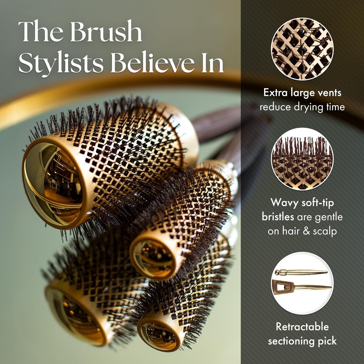 Olivia Garden NanoThermic Round Thermal Hair Brush - Professional Blowout Tool for Normal to Thick Hair | 1/2 Inch