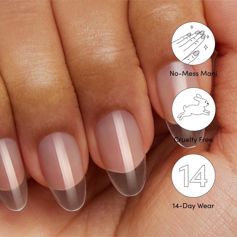 Dashing Diva GelXtend Nail Tips, 2 Pack - Clear, Medium Length, Round - Acrylic Nails with LED Glue - Lasts Up to 14 Days - False Nails - No-Soak, Easy Removal