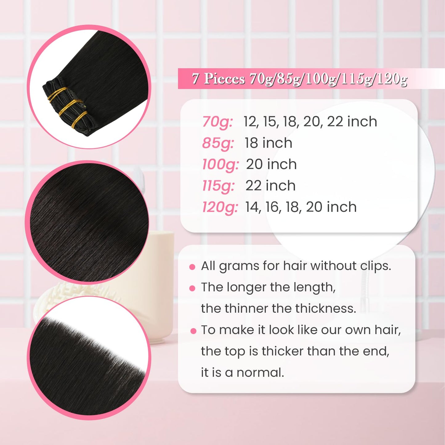 Aison Dark Brown Clip in Hair Extensions Real Human Hair 75G 100% Remy Human Hair Soft Silky Straight for Women 15 Inches 7pcs 16clips