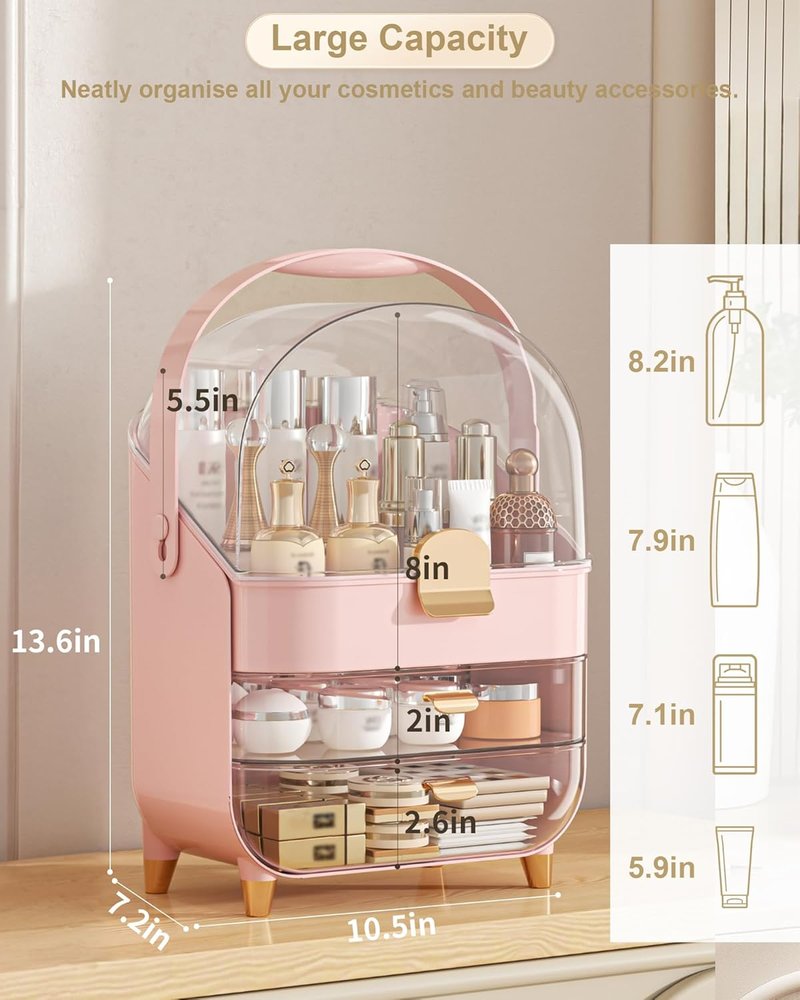 Makeup Organizer - Countertop Skincare Holder for Bathroom | Cosmetic Storage Box & Display Case for Vanity & Dresser