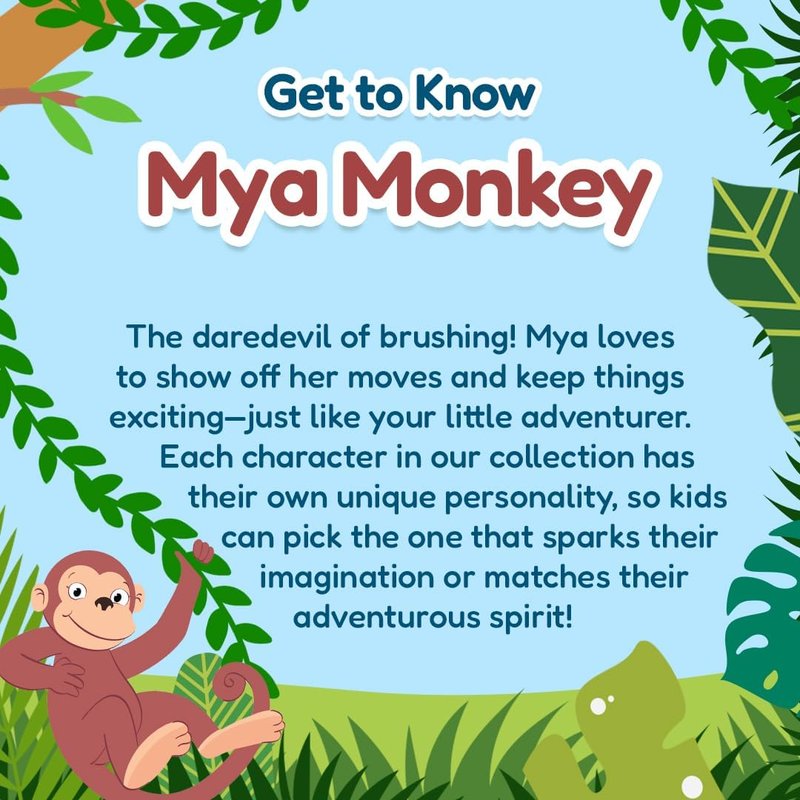 BrushBaby Kids Electric Toothbrush - Rechargeable Monkey Design with Flashing Lights | Deep Clean Bristles, Ages 0-10, 2 Heads