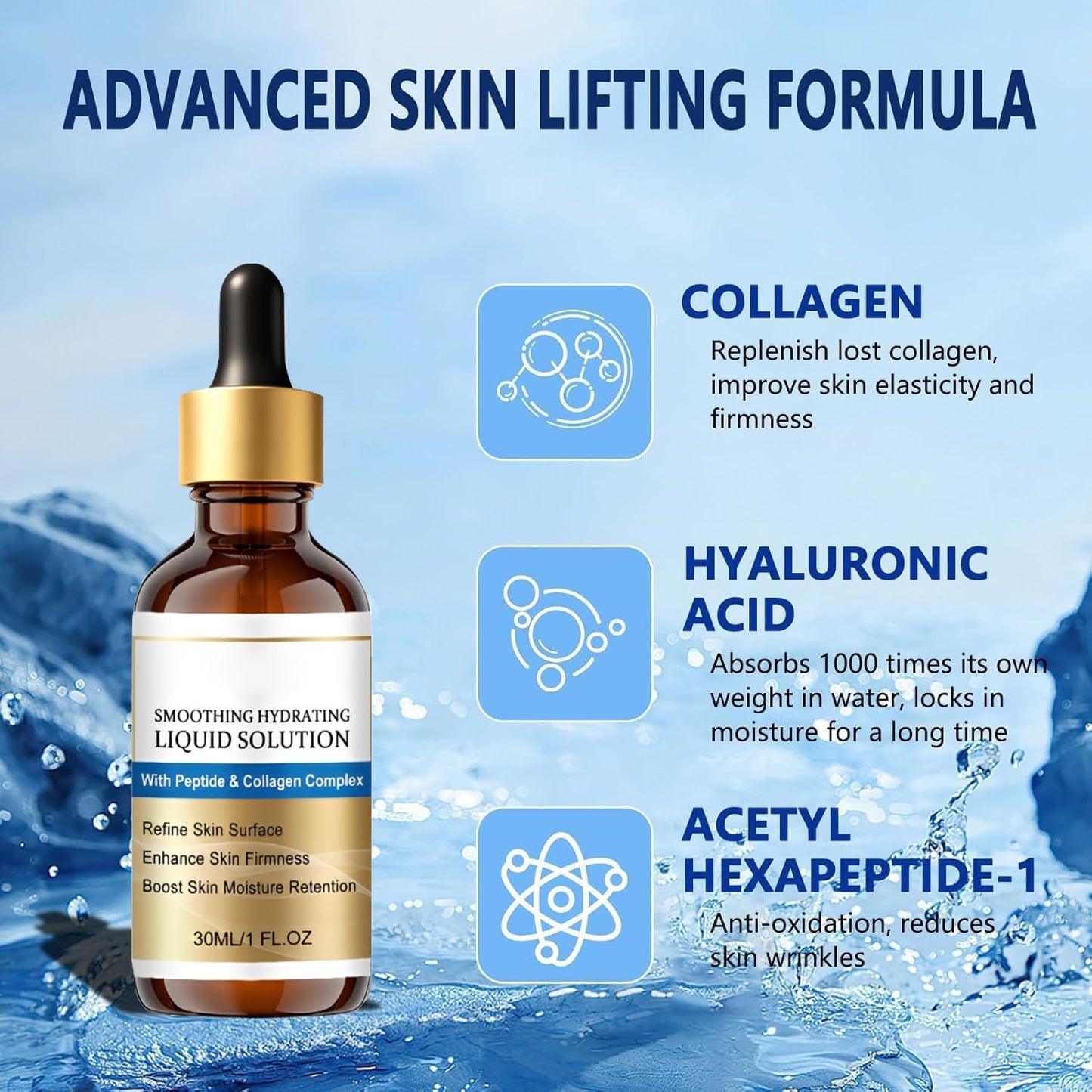 Face Lifting Serum - Liquid Solution for Wrinkles & Fine Lines | Hydrating & Firming (30ML, 2-Pack)