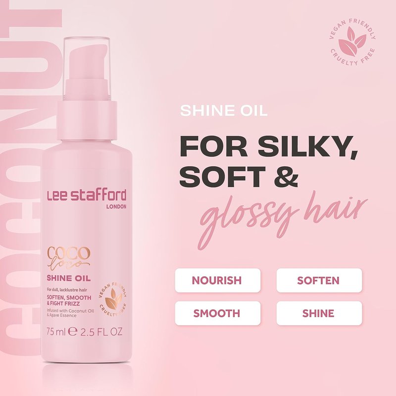 Lee Stafford Shine Hair Oil - Nourishing Anti-Frizz Oil for Dry Hair | Adds Moisture & Shine, 1.7 Fl Oz
