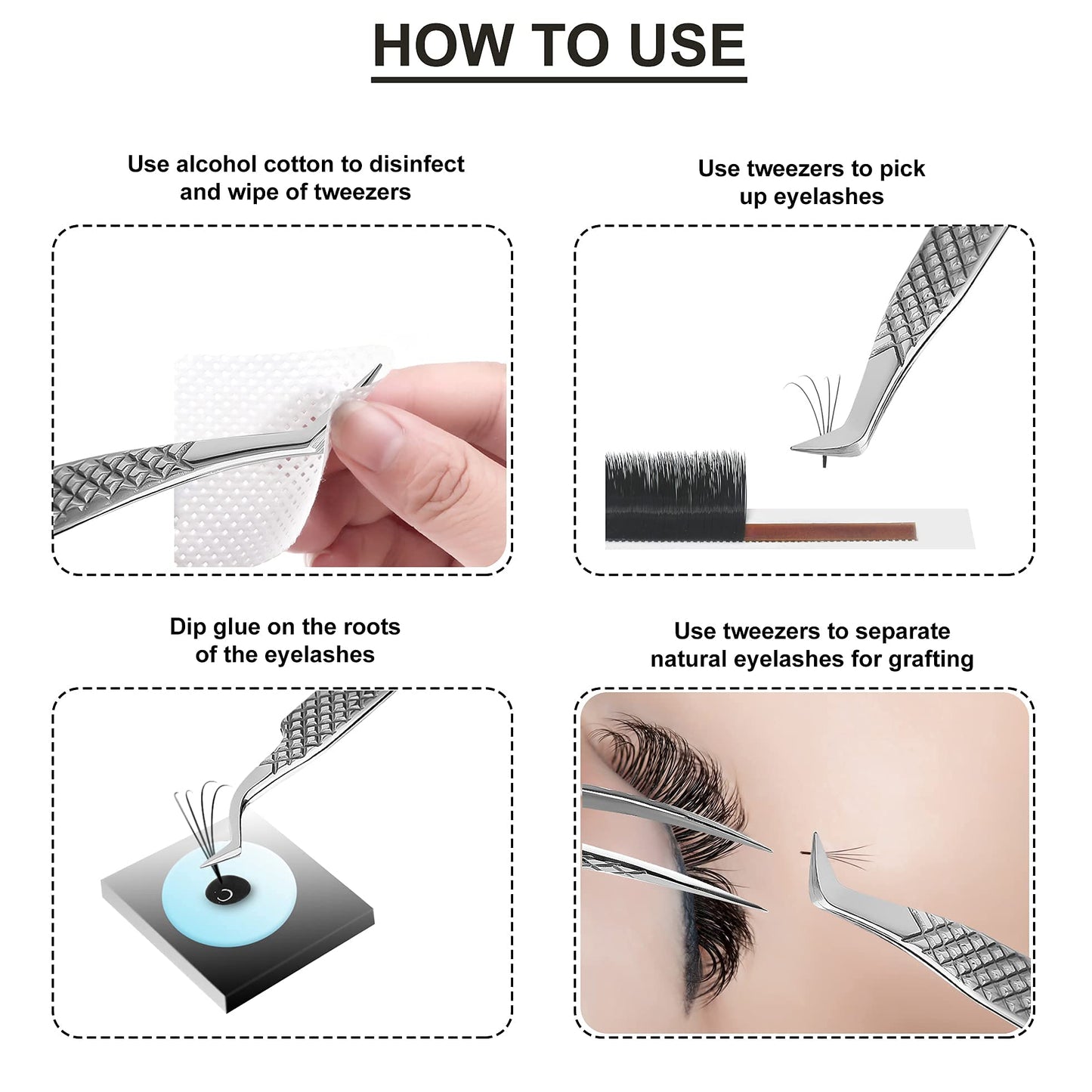 SIVOTE Eyelash Extension Tweezers Fiber Tips Japanese Steel, Set of 6 – Curved, Dolphin, 90° 45° Volume Boot & Slight Curved Tweezer – Professional Lash Tweezers for Lash Extensions Silver