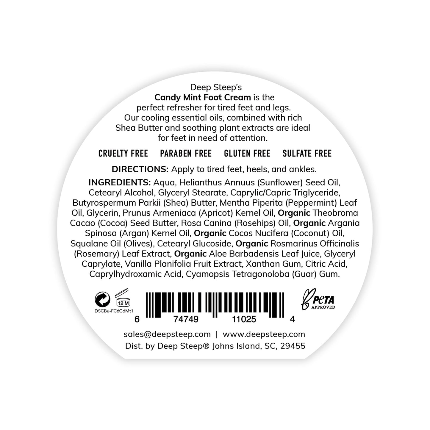 Deep Steep Candy Mint Foot Cream, 6oz (Pack of 2)