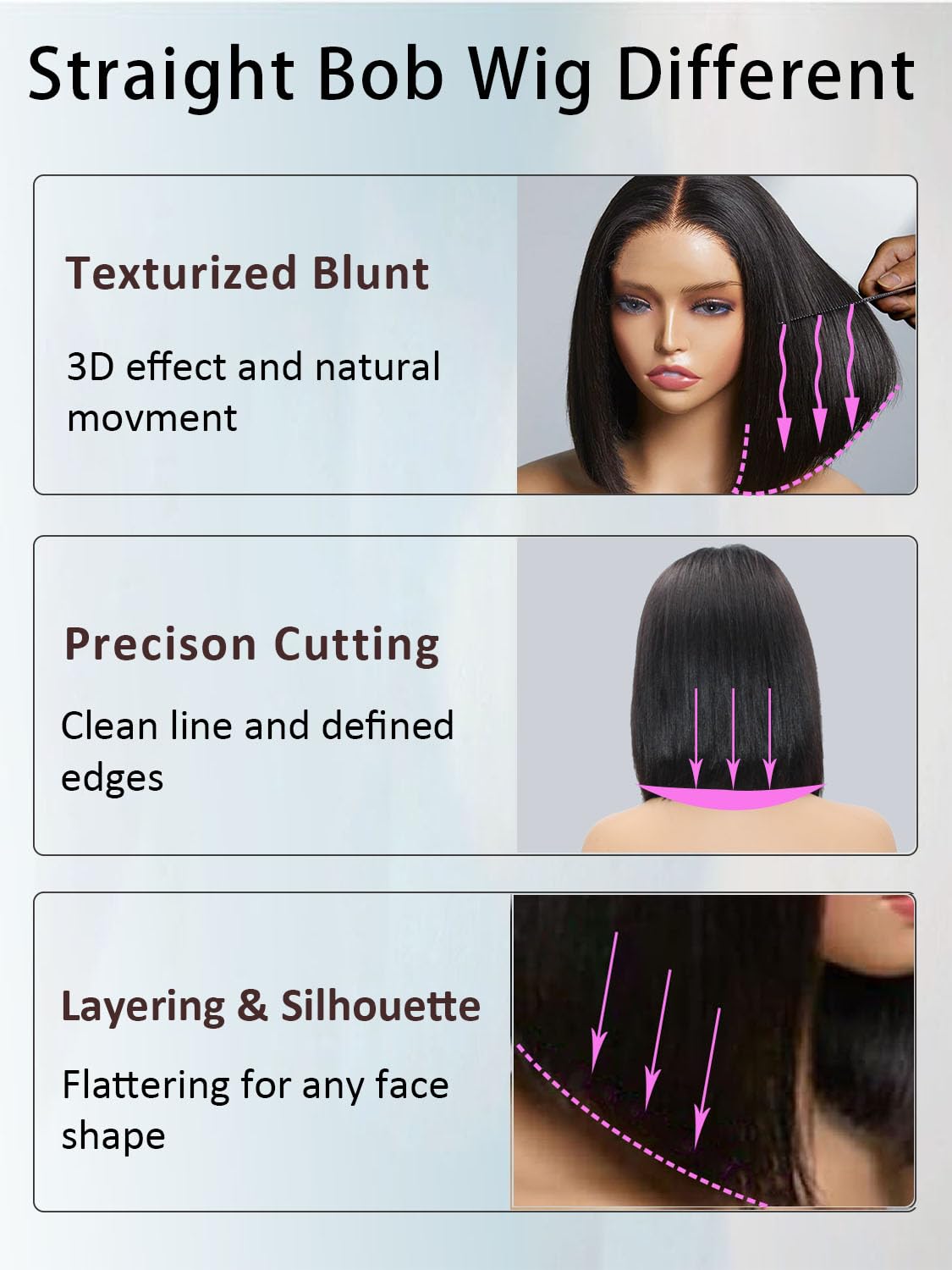Rolisy Wear and Go Glueless Wigs Human Hair Pre Plucked Pre Cut Middle Part Bob Wig Human Hair 5x5 HD Lace Closure Wig Glueless Short Bob Straight Wigs For Black Women Natural Black 10Inch