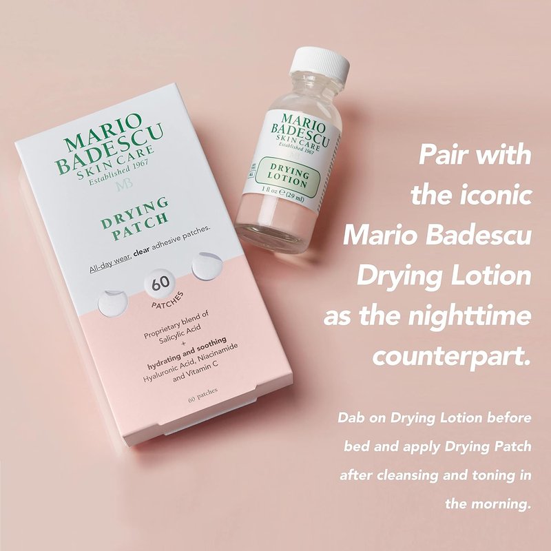 Mario Badescu Drying Patch - Invisible Spot Treatment with Vitamin C | 60 Patches, 12mm, Vegan & Cruelty-Free