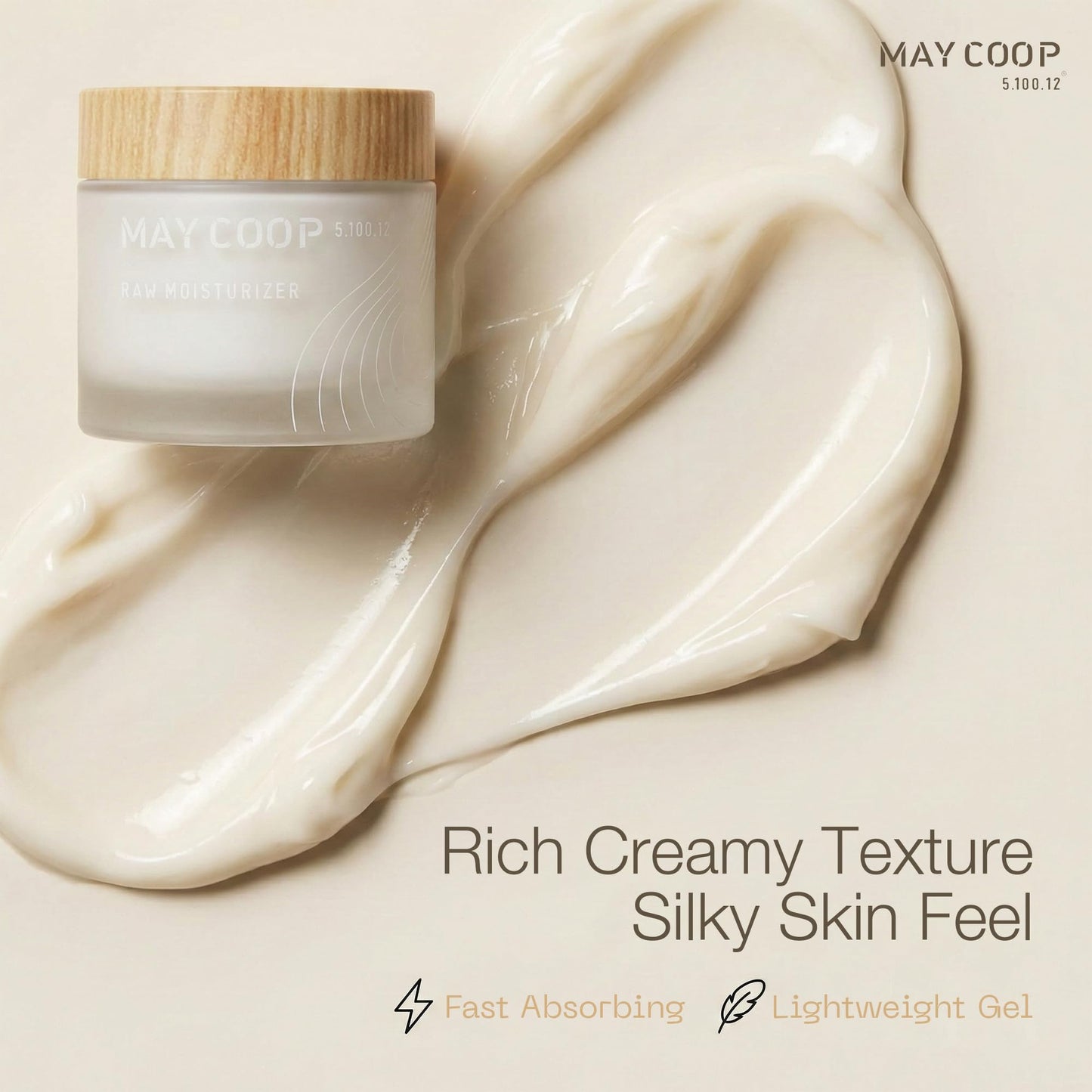 MAY COOP Raw Moisturizer Face Cream | Korean Skincare, Daily Hydrating Cream | 69% Maple Sap, Softening, Nourishing, Lightweight Gel, Vegan, Sensitive Skin, Anti-Aging