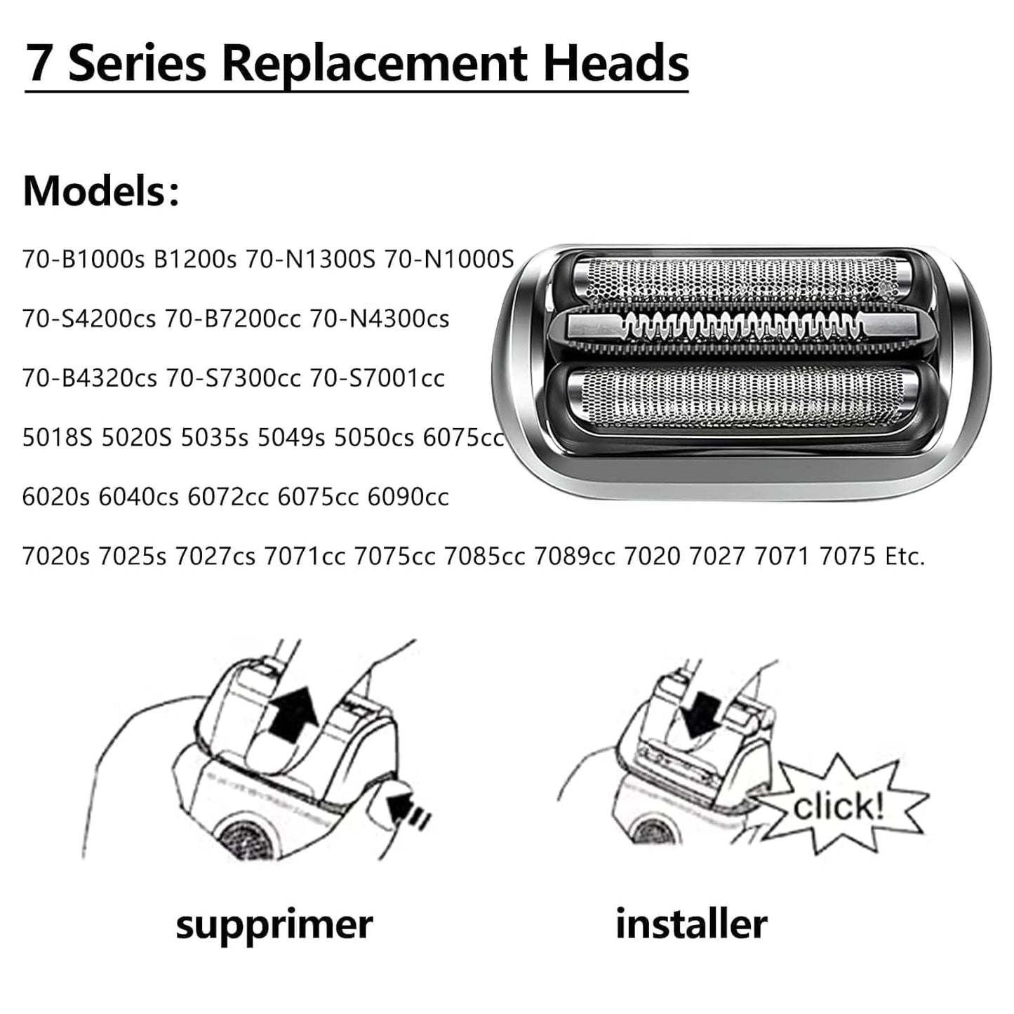 73S Replacement Head Compatible with Braun Razor Series 7, S7 360 Replacement Head for Braun, Replacement Blades Compatible with Braun Electric Shavers for Men Series 7 7020s, 7025s, 7085cc, 7075cc