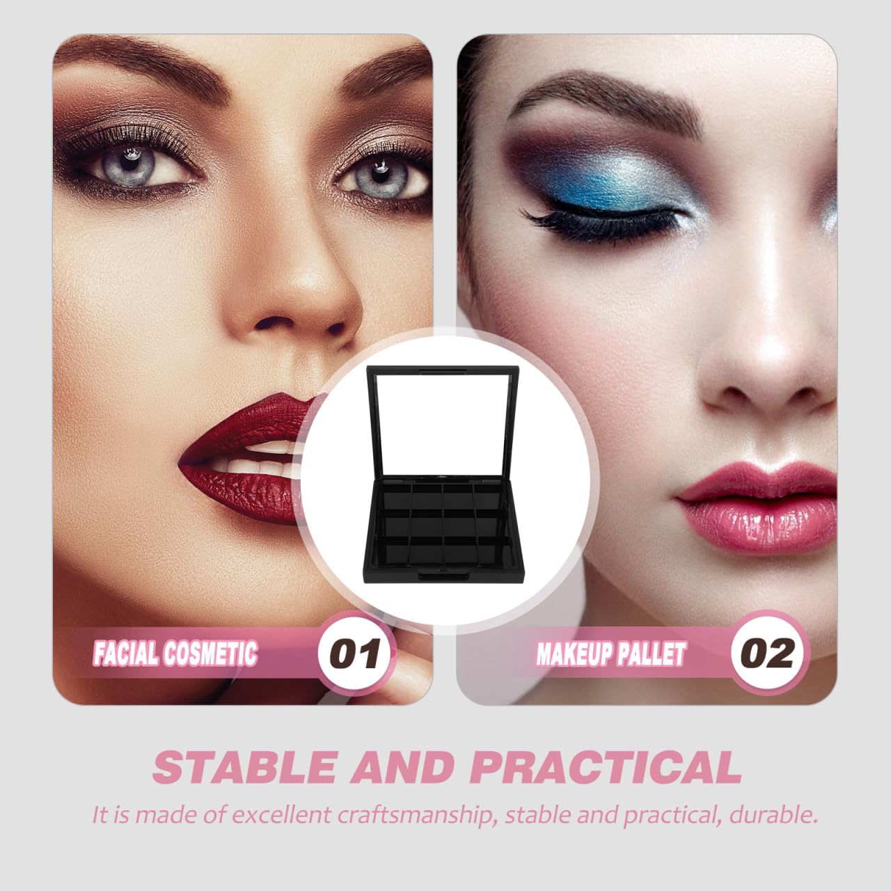 Beaupretty Empty Makeup Palette: Empty Eyeshadow Palette - Makeup Depotting Container for DIY Cosmetics Lipstick Blush Powder