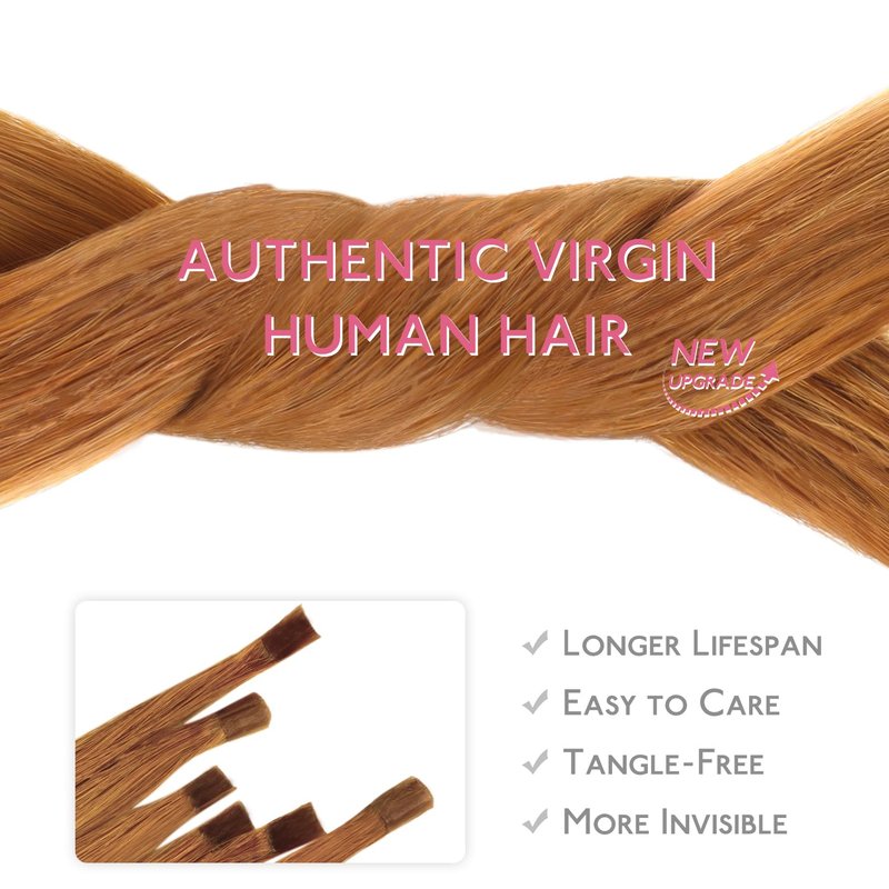 WENNALIFE U Tip Hair Extensions Real Human Hair, 50g 50s 16 Inch Auburn Ginger Remy Hair K Tip Invisible Straight Keratin Bond Hot Fusion Hair