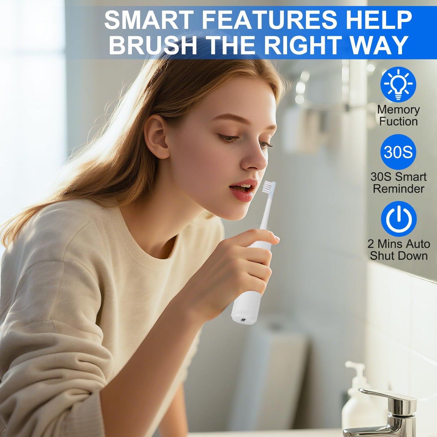 Vnina Rotating Electric Toothbrush for Adults, Rechargeable Sonic Electric Toothbrush with 2 Min Smart Timer, 4 Brushing Modes, Travel-Friendly with 2 Brush Heads, 40000VPM Motor