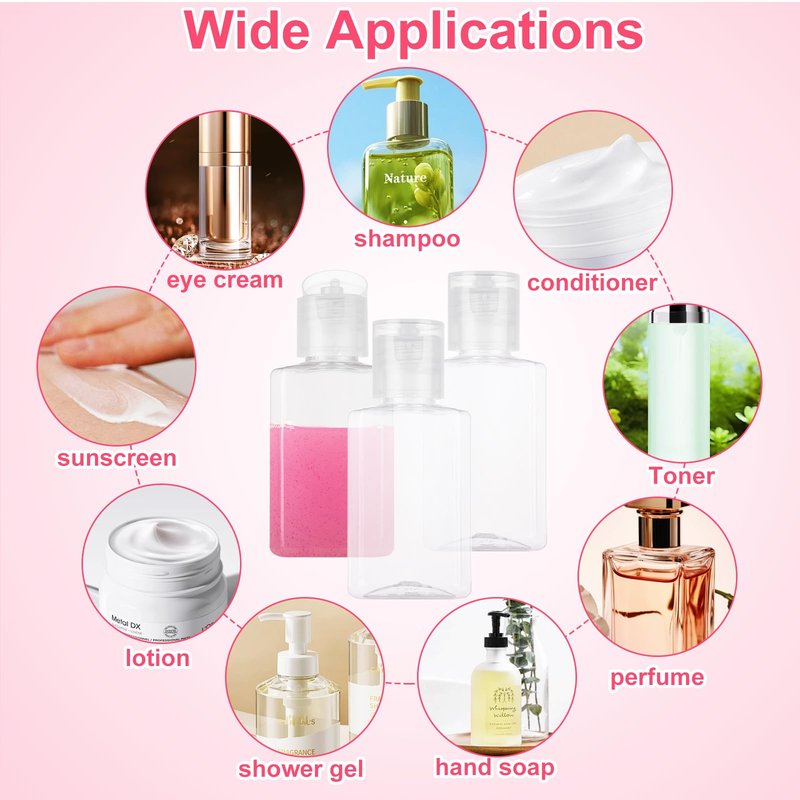 QTLCOHD 120 Pack 2 Oz Travel Bottles with Flip Caps, Plastic Empty Hand Sanitizer Bottles for Lotion, Portable Refillable Mini Hand Sanitizer Bottle Bulk Reusable Container for Shampoo Body Soap Toner