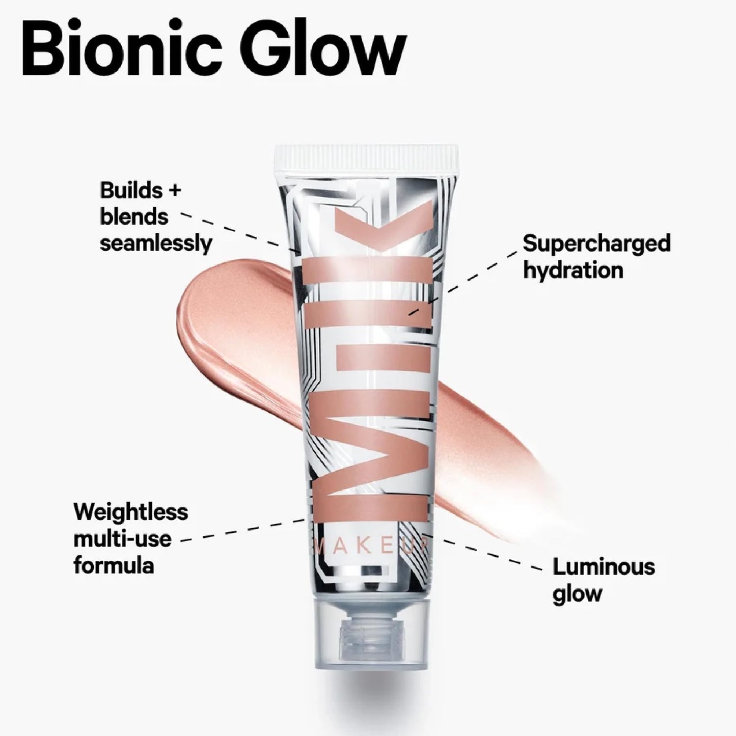 Milk Makeup Bionic Glow Liquid Illuminator, Reality (Luminous Bronze) - 0.91 fl oz - Delivers Hydrating, Natural Glow for Face & Body - Blendable & Buildable - Weightless - Vegan, Cruelty Free