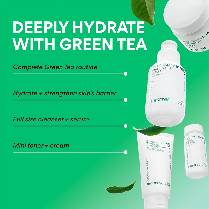 Innisfree Green Tea Seed Hydrating Serum - Korean Face Serum with Hyaluronic Acid & Niacinamide | Glow & Skin Barrier Support