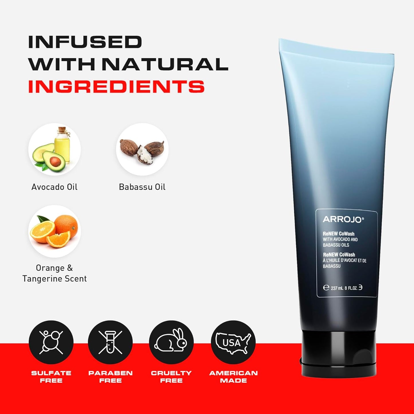 Arrojo ReNEW CoWash 8oz - Sulfate & Paraben Free Cleansing Conditioner for Color Treated Hair | Vegan Non-Foaming Cleanser with Avocado & Babassu Oils