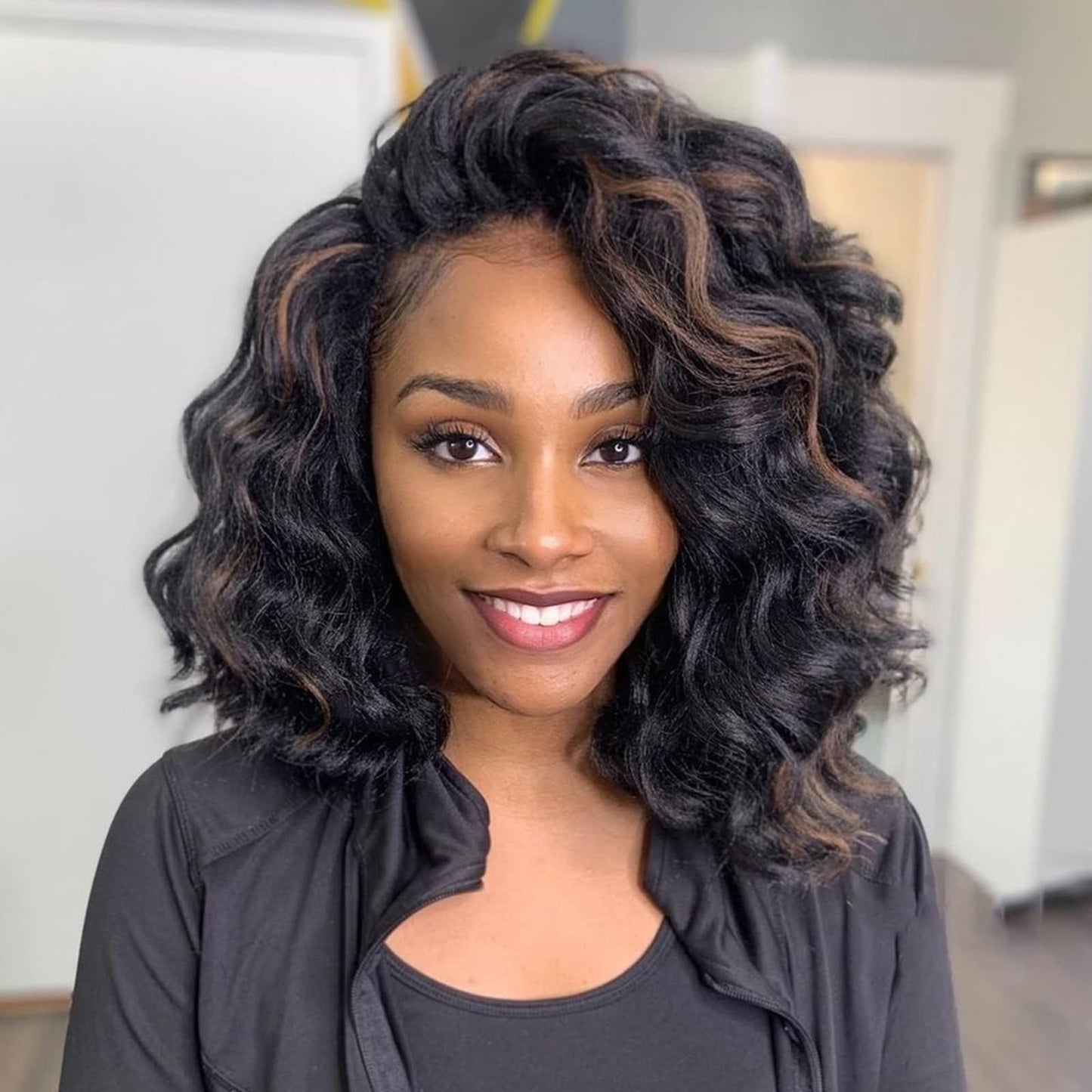 pojui 18 Inch Ocean Wave Crochet Hair 8 Packs - Synthetic Pre-Looped Deep Wavy Curly Braiding Hair for Black Women, Boho Style Hair Extensions (18inch,P1B/30-8 Packs)