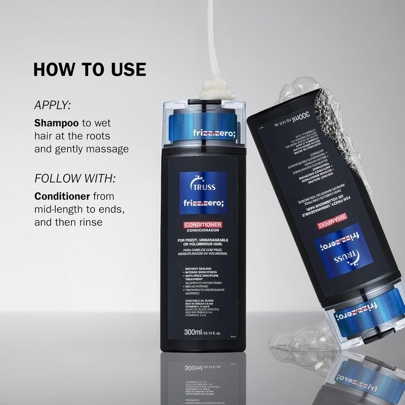 Truss Frizz Zero Shampoo - Shampoo For Frizzy Hair - Anti Frizz, Anti Humidity Formula Protects Against Moisture While Providing Volume And Shine And Free Of Split Ends