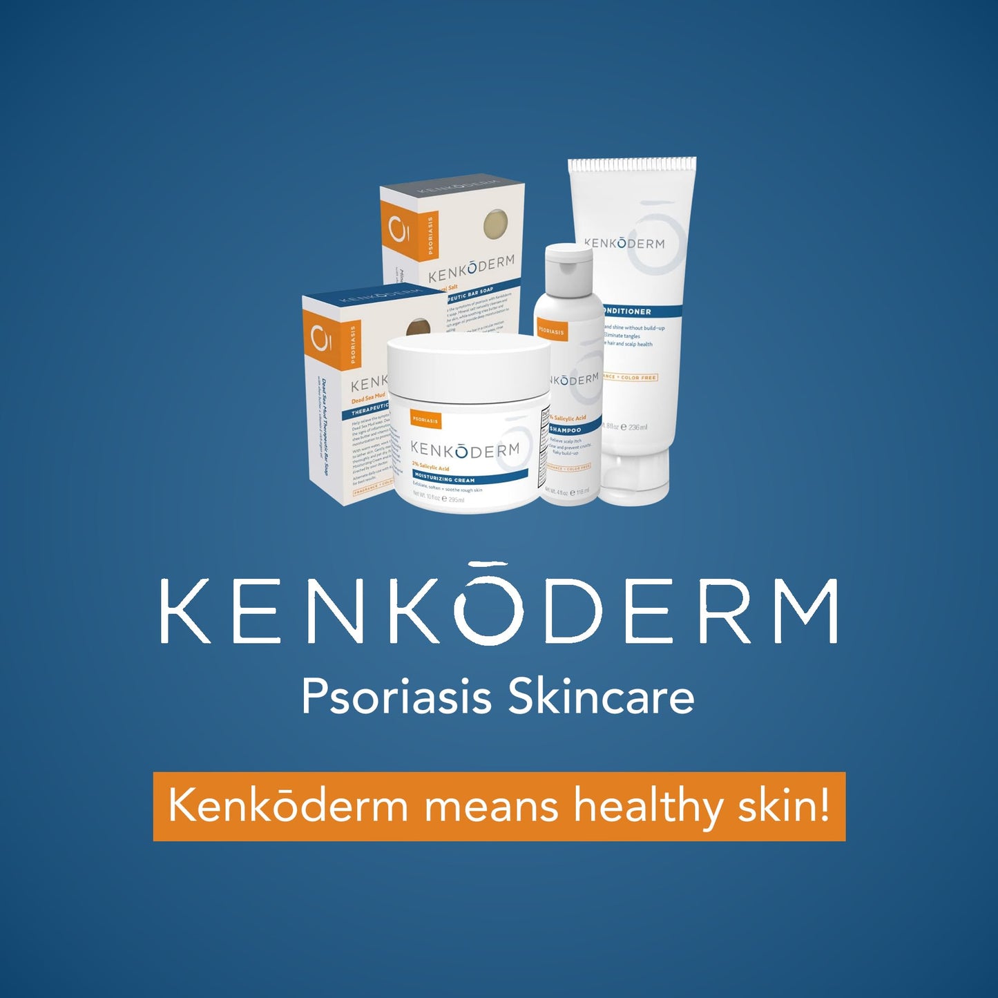 Kenkoderm Psoriasis Dead Sea Mud Soap with Argan Oil & Shea Butter, Natural Exfoliating Body & Face Cleanser for Sensitive Skin, Fragrance & Color-Free, 4.25 Ounce, 4 Bars