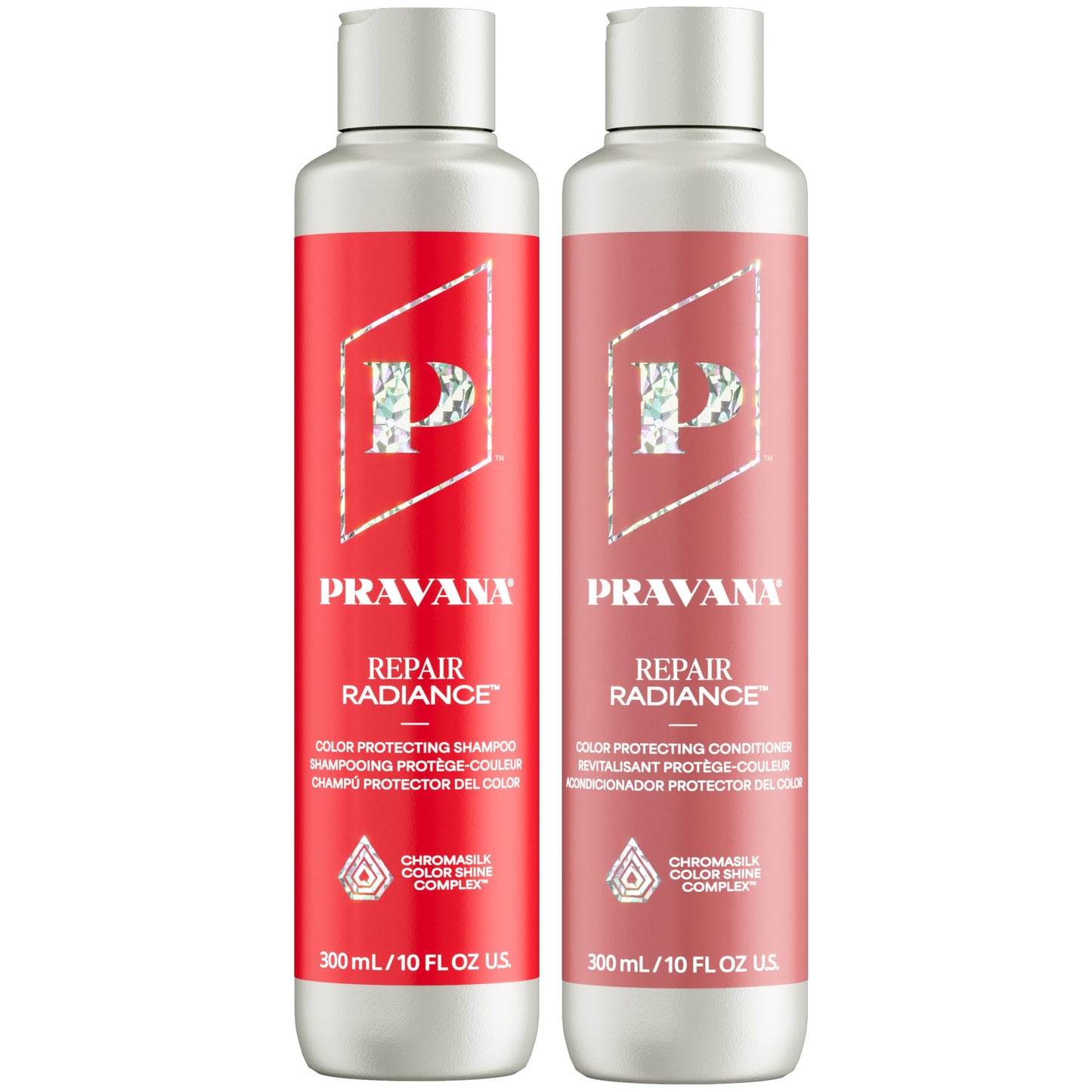PRAVANA Repair Radiance Shampoo and Conditioner Set | Restores & Nourishes | For Damaged, Color-Treated Hair | Reduces Breakage & Split Ends | Chromasilk Enhances Shine & Protection | Vegan | 10 Fl Oz