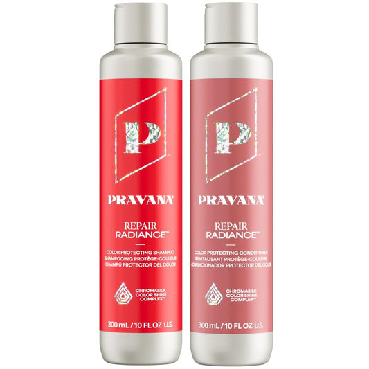 PRAVANA Repair Radiance Shampoo and Conditioner Set | Restores & Nourishes | For Damaged, Color-Treated Hair | Reduces Breakage & Split Ends | Chromasilk Enhances Shine & Protection | Vegan | 10 Fl Oz