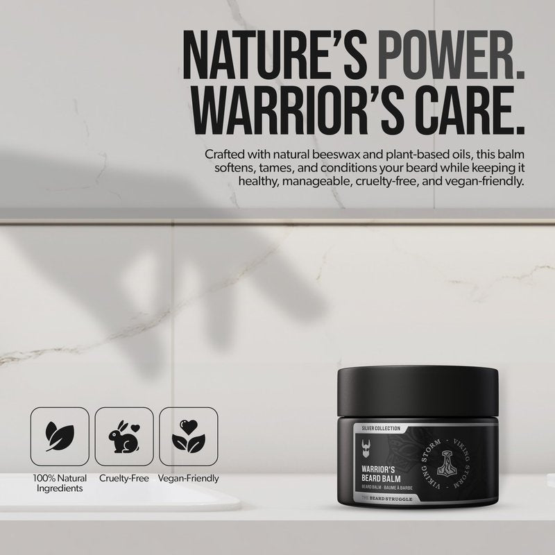 The Beard Struggle Warrior’s Beard Balm - Platinum Collection, Surtr's Fury - Non-Greasy Low-Hold Formula, Luxurious Cologne-Grade Fragrances 100% Natural and Plant-Based Ingredients - 50g
