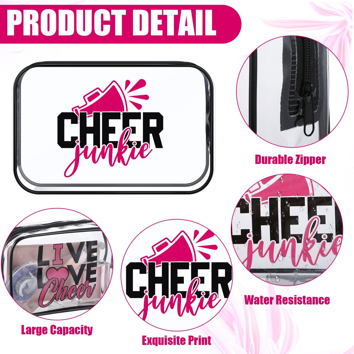 Abbylike 24 Pcs Cheer Team Gifts Cosmetic Bag 7 x 4.7 x 2.4'' Makeup Bag Cosmetic Toiletry Zipper Pouch Clear Zipper Case for Cheerleaders Women(Cheerleaders)