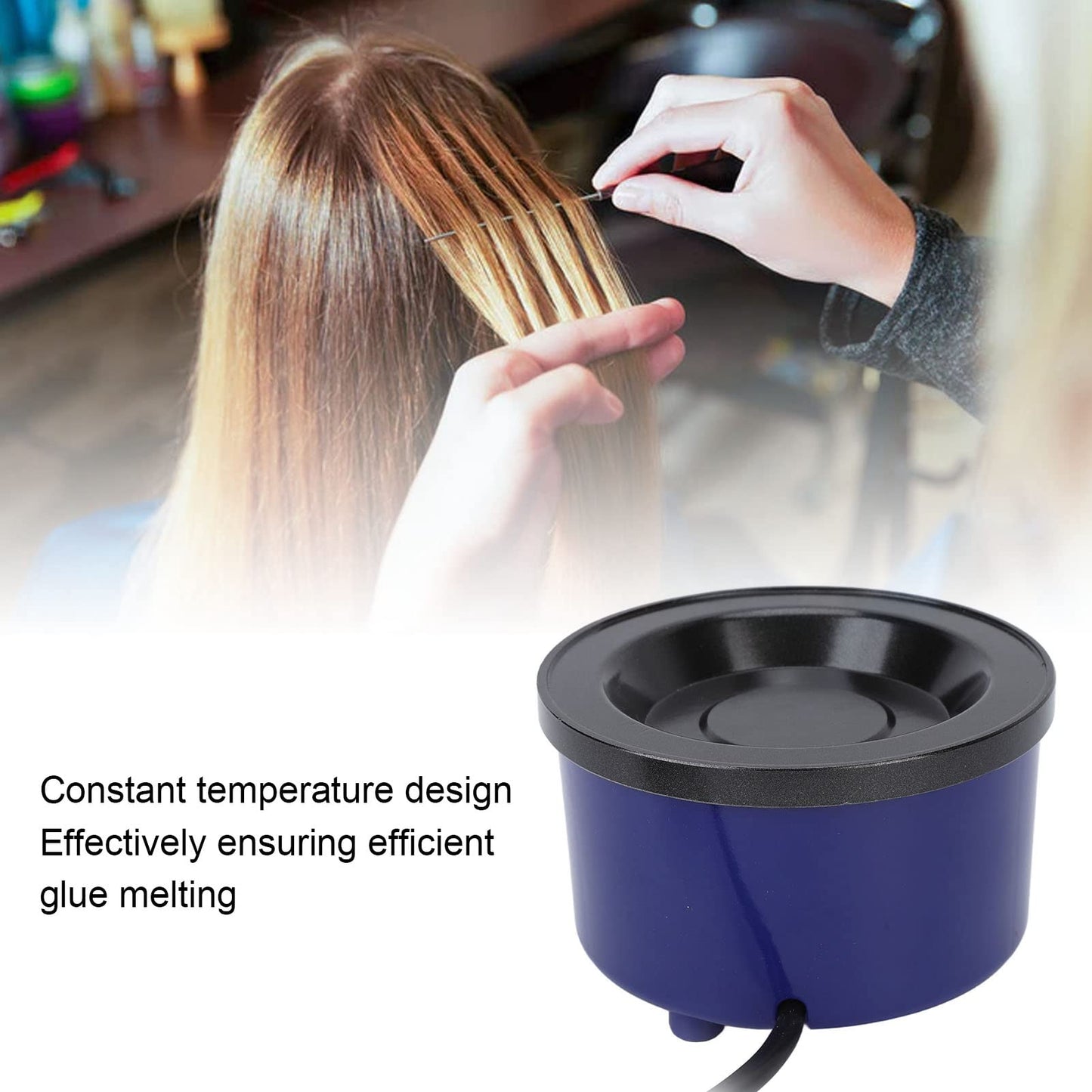 Hot Glue Pot, Hair Extensions Glue Melting Pots, Professional Hair Extension Melting Stove,Electric Hair Extension Glue Pot ConstantTemperature Quickly Heating Glue Pellets Beads