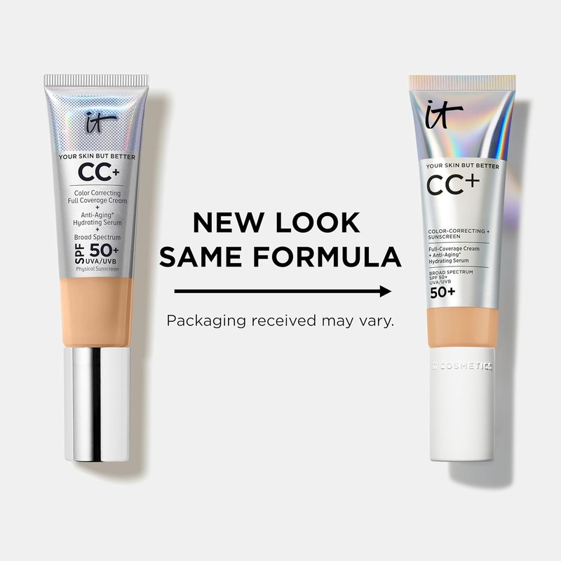 IT Cosmetics CC+ Cream | Full Coverage Foundation with SPF 50+ & Anti-Aging Serum - Lightweight, Hydrating, 24H Wear