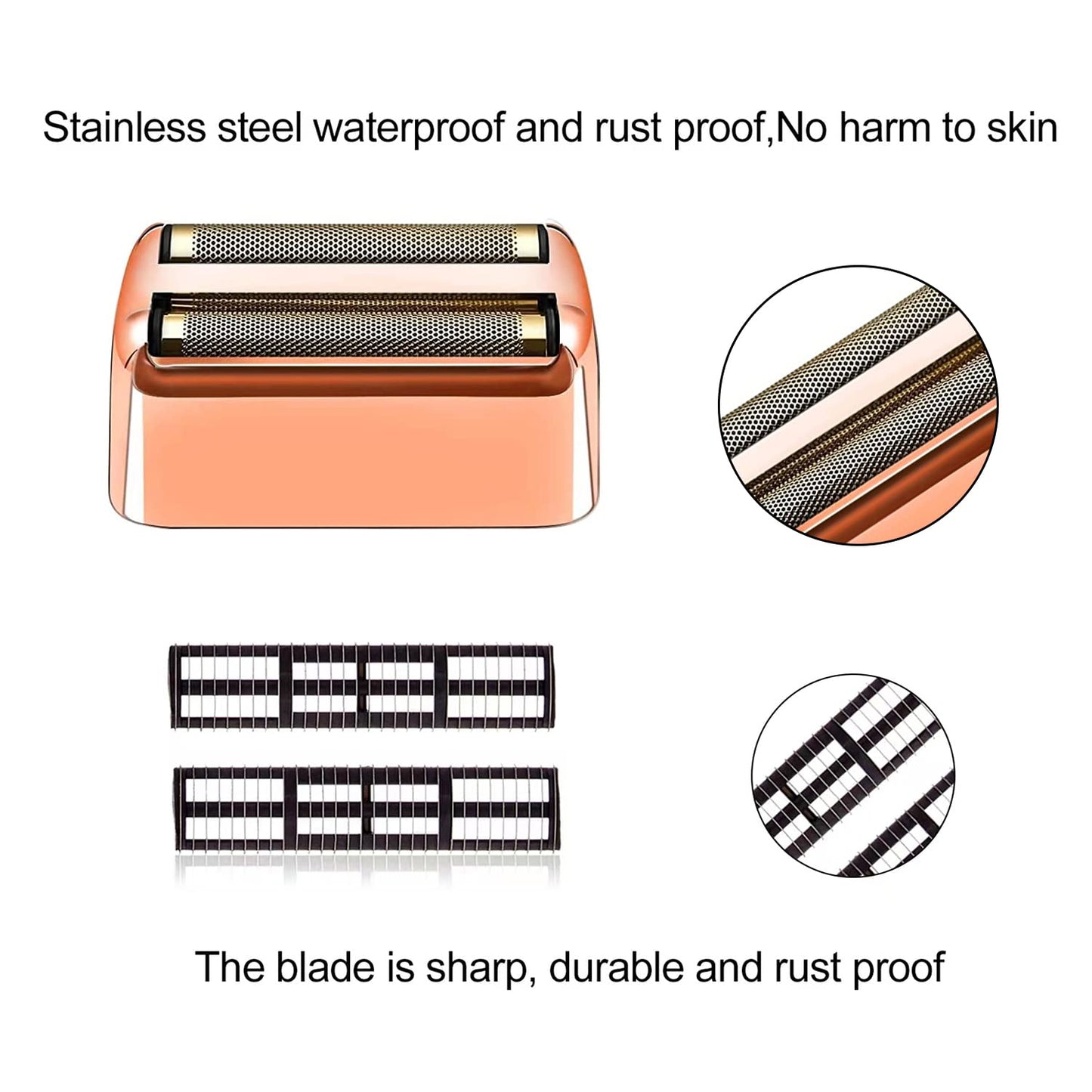 3 pack Professional Replacement Foil and Cutters for BaBylissPRO Barberology Double Foil Shaver, Compatible with BaBylissPRO Barberology FXFS2 Shaver，GoldRose Gold