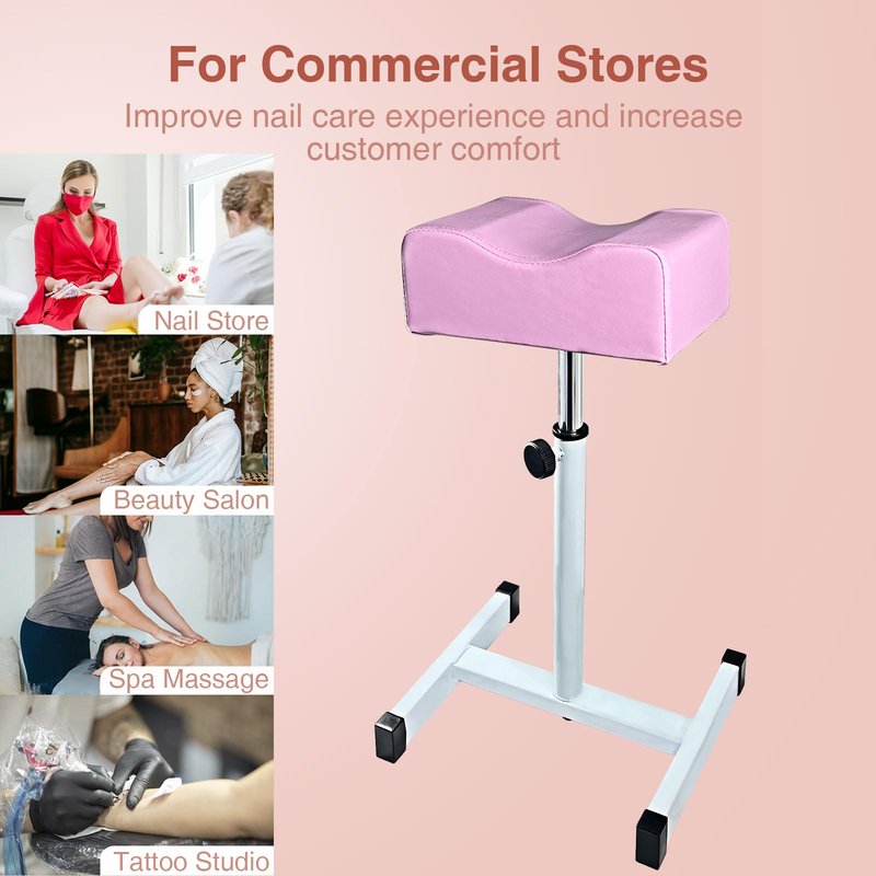 LOVEVLOGY Pedicure Foot Rest,Height Adjustable Pedicure Chair,Non-Slip Pedicure Stool for Massage Office or Home,Pink