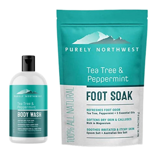 Tea Tree Oil & Peppermint Foot Soak - Epsom Salt Relief for Stubborn Odor, Athletes Foot & Itchy Skin | 16 oz