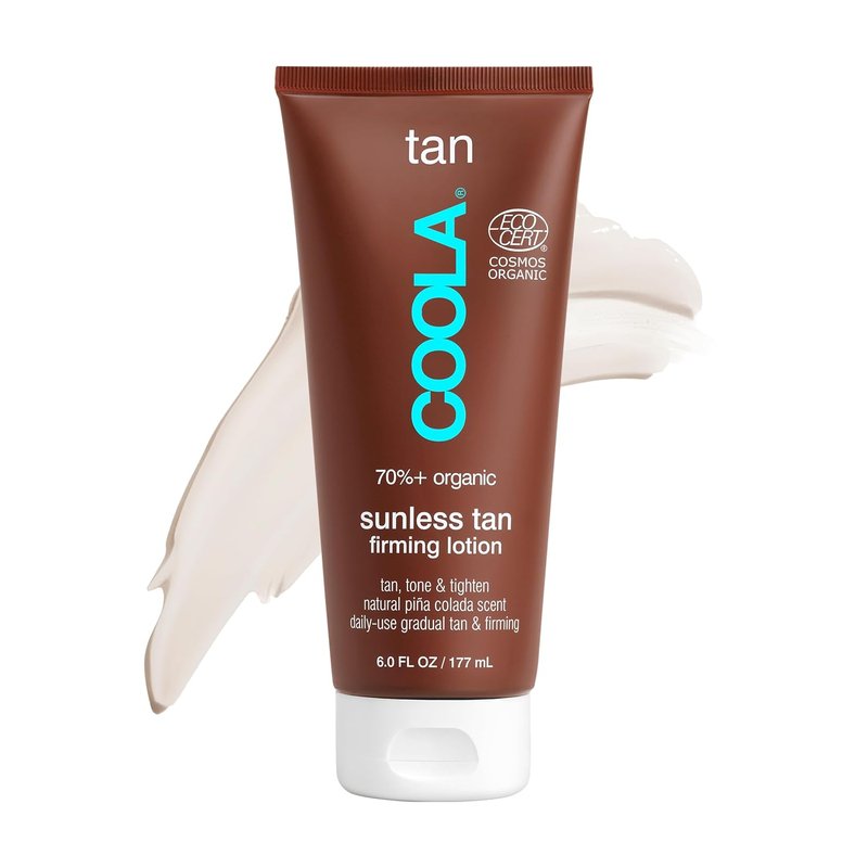 Organic Sunless Self Tanner Lotion - Firming Anti-Aging Formula | Vegan Piña Colada, 6 Fl Oz