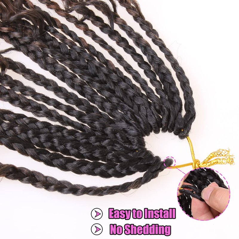 COOKOO 30 Inch Boho Box Braids 8 Packs Goddess Box Braids Crochet Hair Hippie Braiding Hair With Curly Ends Pre-looped Synthetic Crochet Hair for Black Women 53#