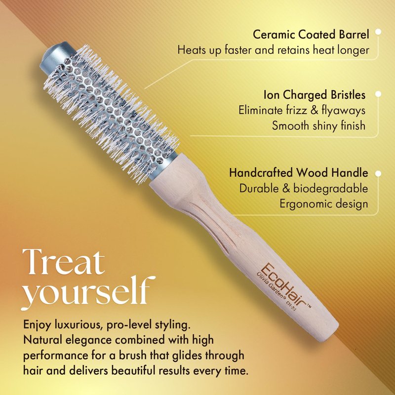 Olivia Garden EcoHair Thermal Round Eco-Friendly Bamboo Hair Brush (1")