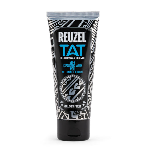 REUZEL Buff Exfoliating Wash, Gentle Tattoo Cleanser Scrub, Brightens, Smooths, Reveals Definition and Color, Non-Damaging, Vegan Formula, 3.38 oz