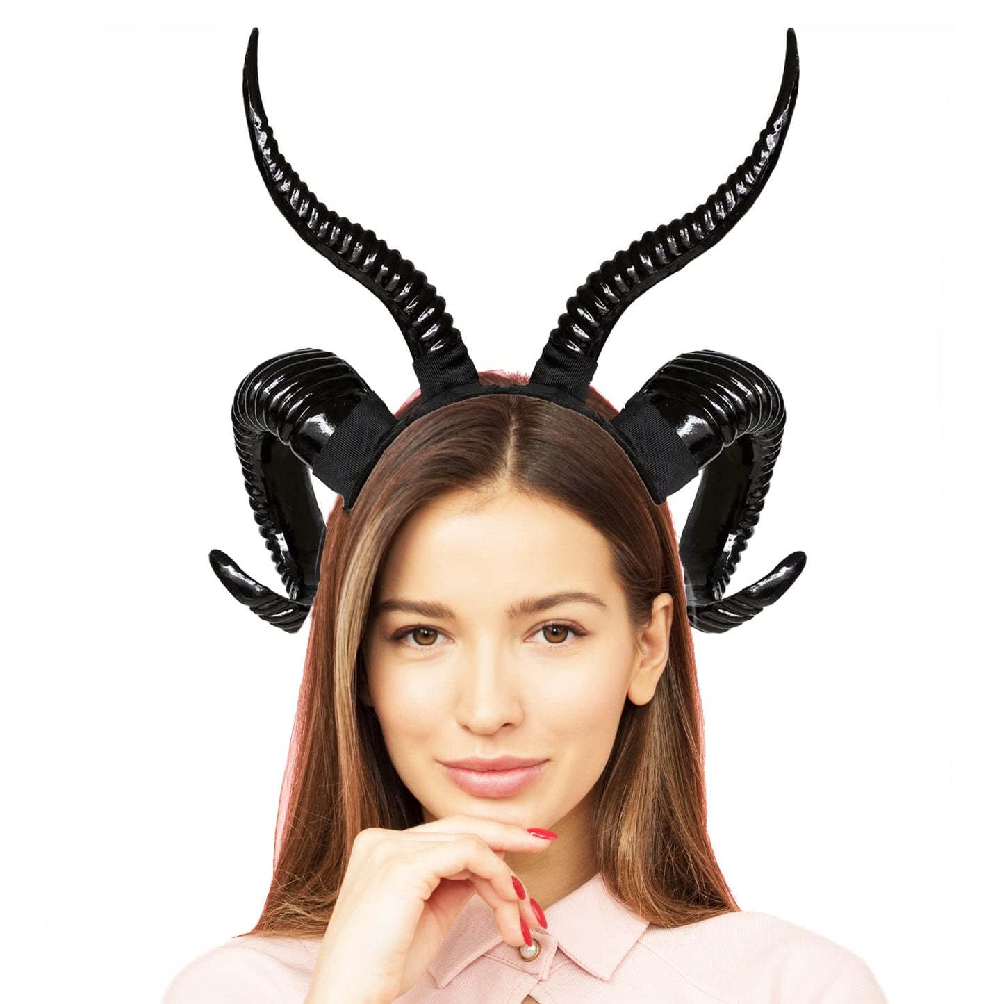 Moyubath Devil Horns Headband, Black Maleficent Antlers Gothic Steampunk Demon Horns Headband for Halloween Fancy Dress Costume Photo Props