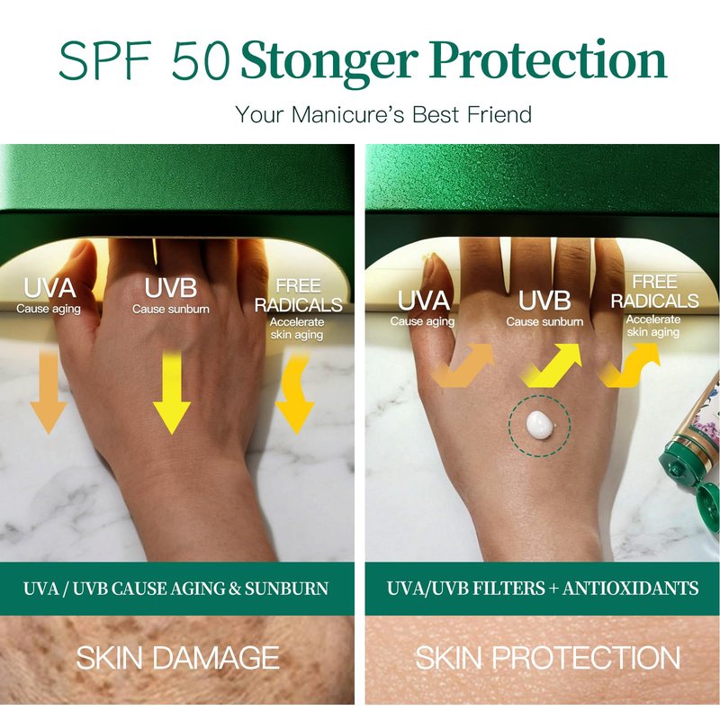 APUREE U V Nail Lamp Hand Screen: Hand Sunscreen SPF 50+/PA++++| UV Lights Protection Cream| Fragrance-Free & Hypoallergic Formula|Nail Salon Home Use| FSA| Vegan & Cruelty Free| Deep Hydrate Moisture