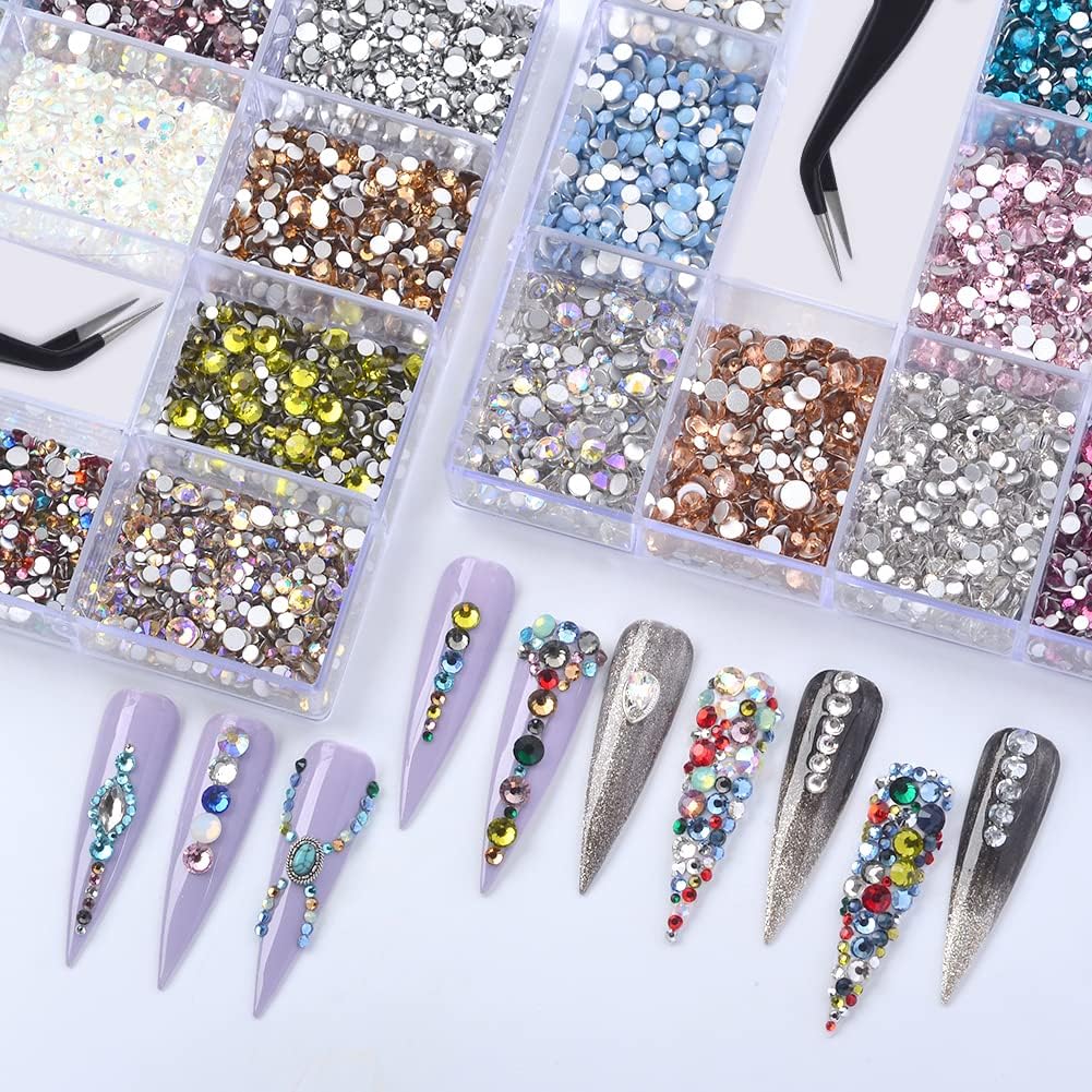 14400 Pcs Multi-Colored Nail Art Rhinestones & Glass Crystals Set with Picker