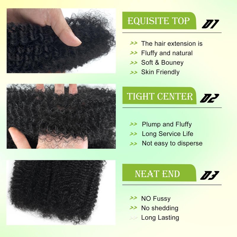 10 Inch Afro Kinkys Bulk Human Hair Kinky Twist Hair 50g Dreadlock Extensions for Soft Locs Natural Black Kinky Curly Afro Twist Hair