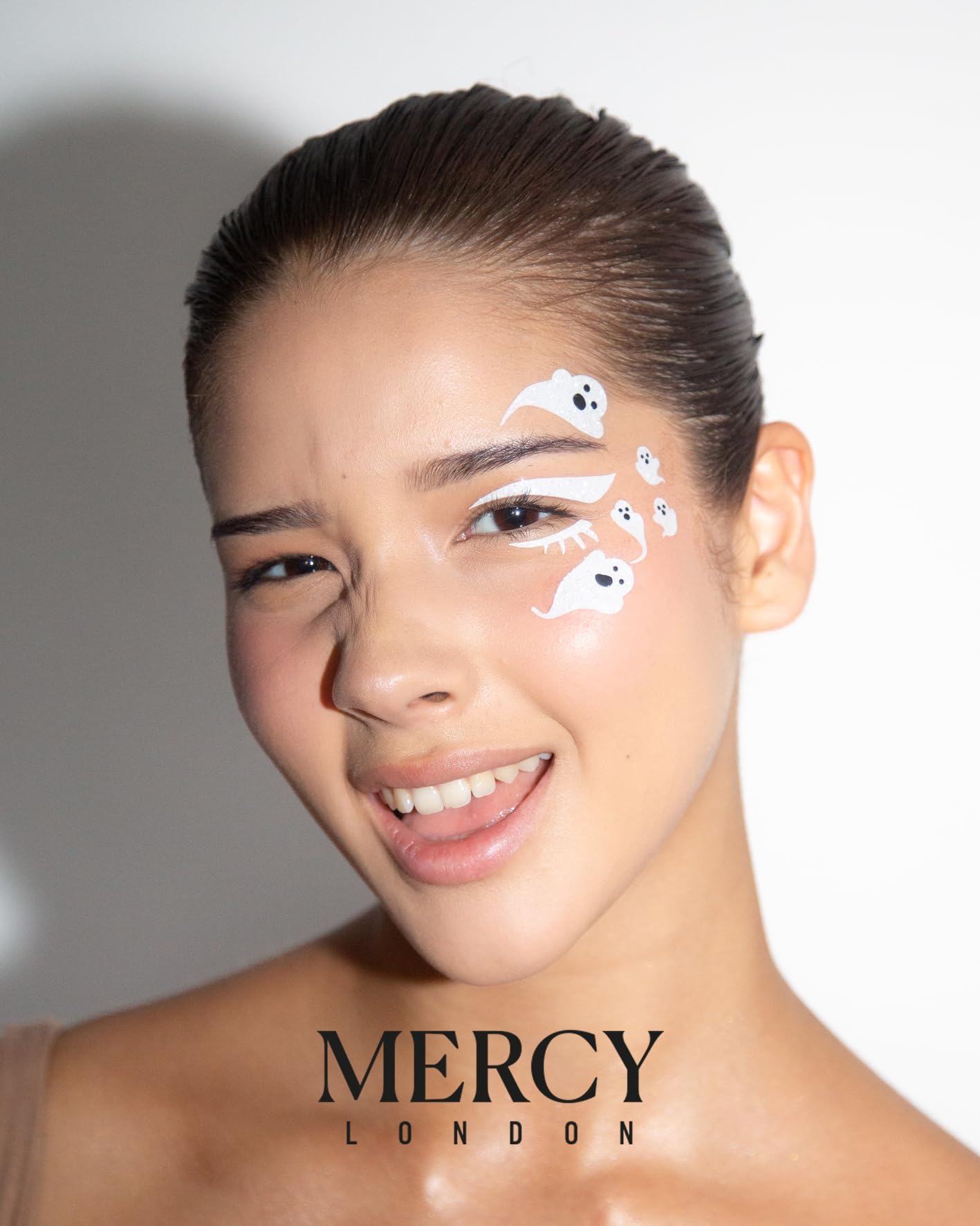 Ghosts Face Stickers by Mercy London Holiday Accessories Face Gems Jewels All In One Stick On Halloween