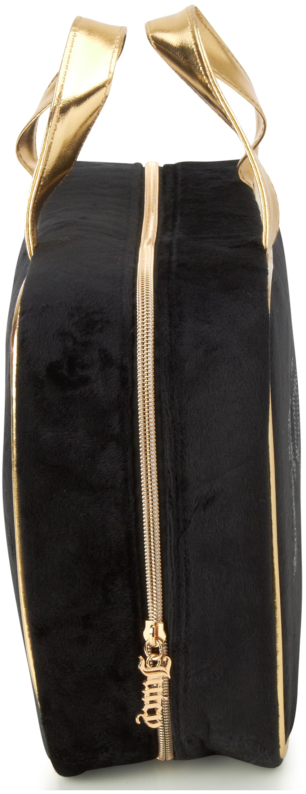 Juicy Couture Black Makeup Bag Cosmetics Organizer Travel Essentials Weekender Velour Rhinestone Gold Trim