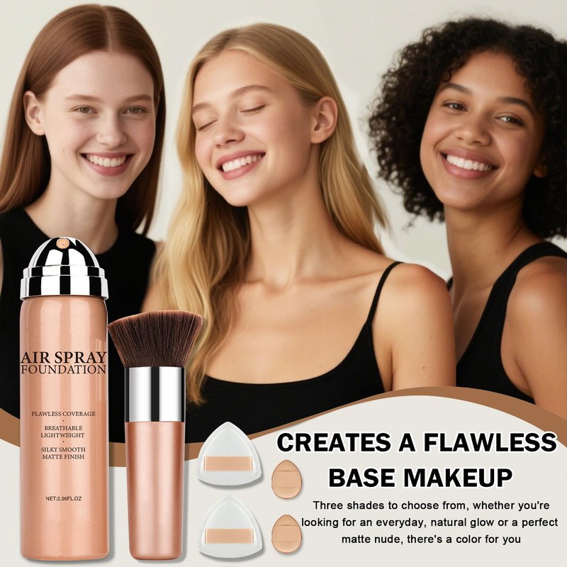 DAMUSI AirBrush Foundation Spray, Silky Flawless Coverage Magic Minerals Airbrush Foundation Mist Makeup for Smooth Radiant Skin, Breathable, Blendable Setting SprayFoundation-Natural/Warm Porcelain