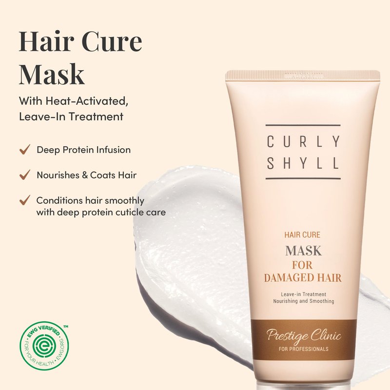 CURLYSHYLL Hair Cure Mask for Damaged Hair, Deep Conditioning Hair Mask with Lightweight Finish, Smooth & Manageable Hair Care for Dry, Damaged Hair, 200ml