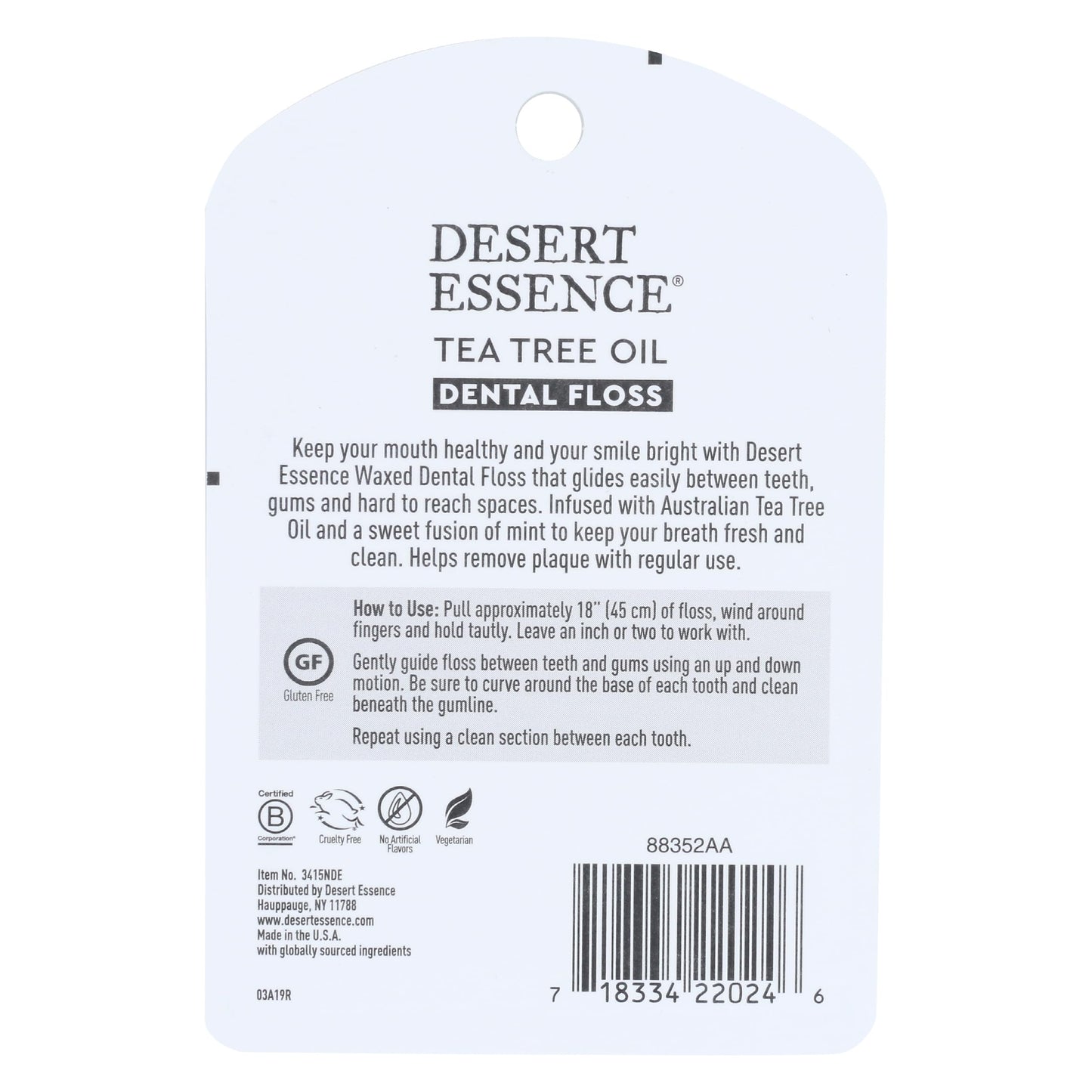 Desert Essence Tea Tree Oil Dental Floss - 50 Yards - Naturally Waxed w/ Beeswax - Thick Flossing No Shred Tape - On The Go - Removes Food Debris Buildup - Cruelty-Free Antiseptic